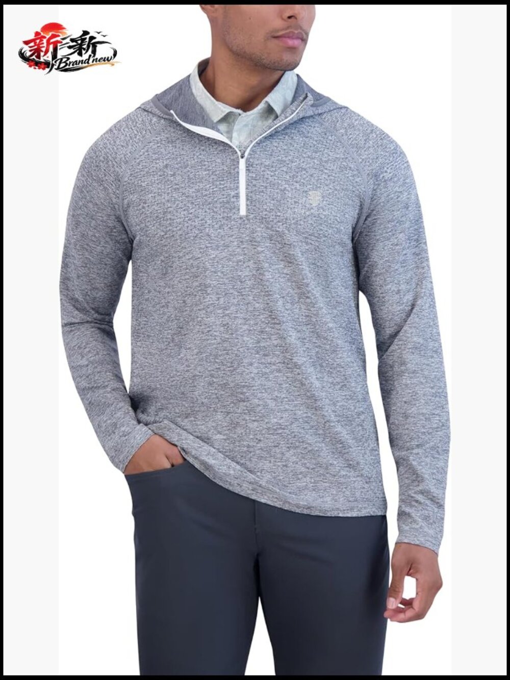 Men's Lightweight Quarter Zip Pullover Hooded Sweater For Golf & Casual